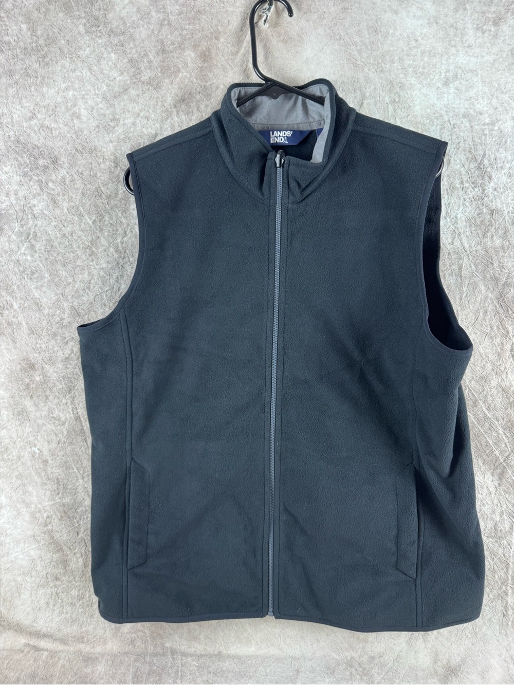 Lands' End Men's Black Full-Zip Fleece Vest XL
